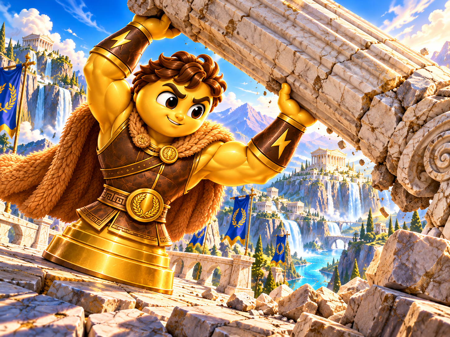 Hercules clearing a mountain path